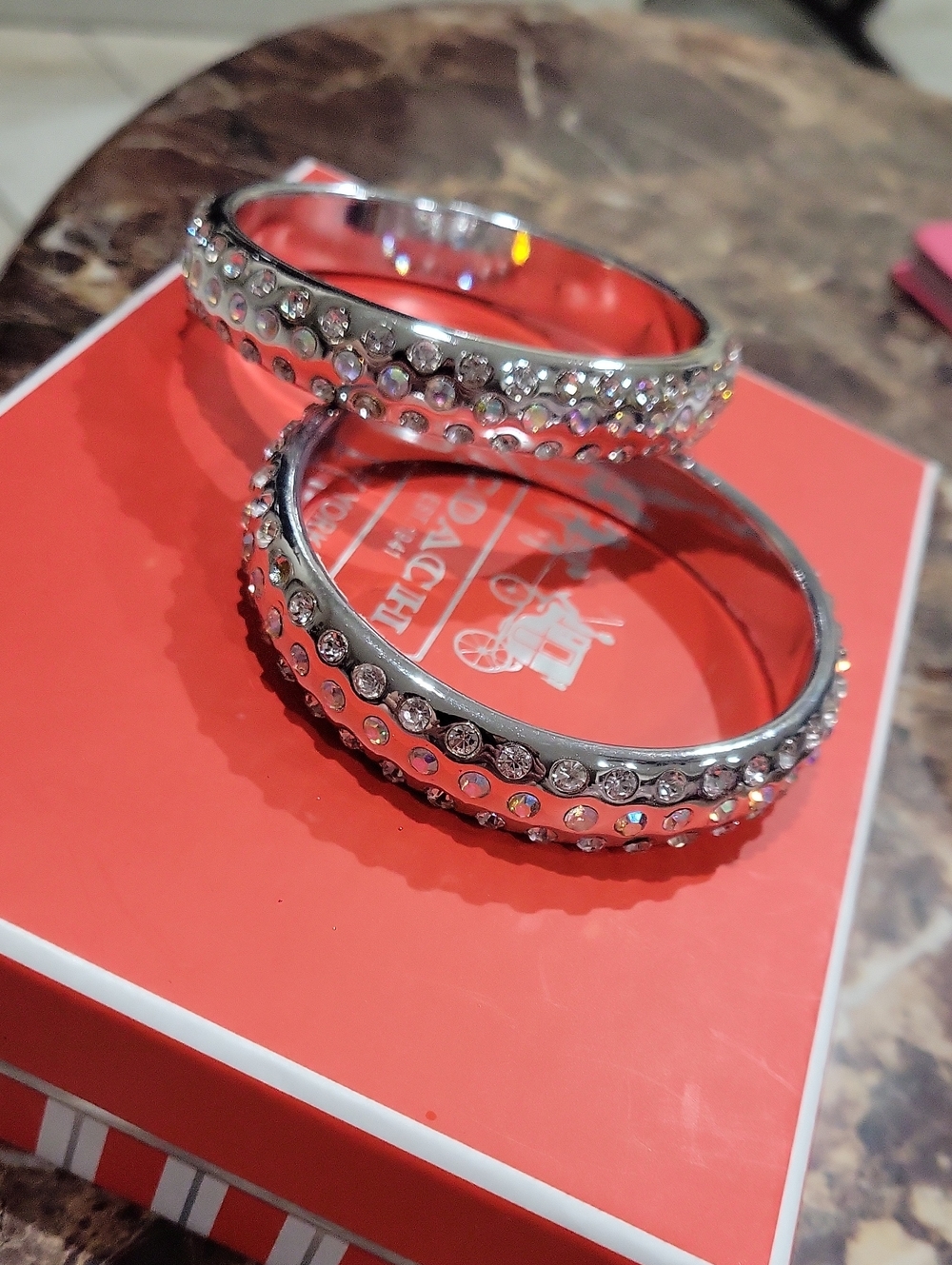 Crystal-Embellished Silver Tone Bangle Bracelets - Women Jewelry